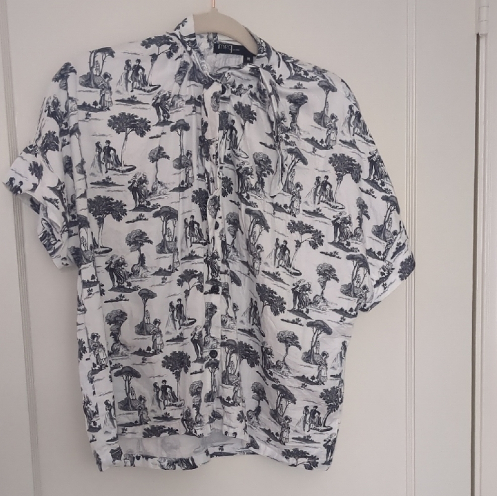 ME Makeover Essentials Black and White Patterned Blouse